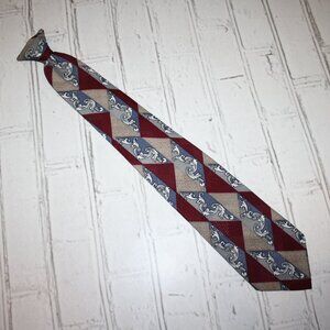 🔴🔵🟤 Men’s Vintage Clip-On Tie · Corner Stone · 20" 🟤🔵🔴